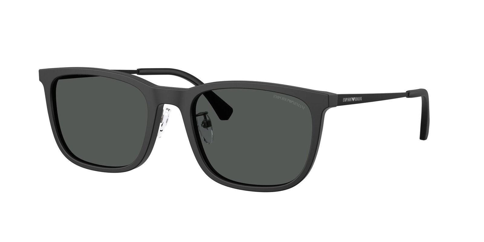 Das Bild zeigt die Emporio Armani Sonnenbrille EA4275D in mattschwarz leicht seitlich.